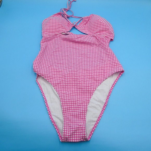Victoria's Secret Other - Victoria's Secret One Piece Swimsuit Womens Extra Large Gingham Pink Cutout XL